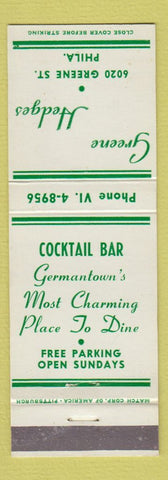 Matchbook Cover - Greene Hedges Cocktail Bar Philadelphia PA