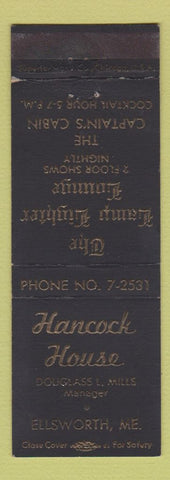 Matchbook Cover - Hancock House Ellsworth MA Lamp Lighter Lounge