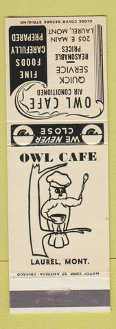 Matchbook Cover - Owl Cafe Laurel MT