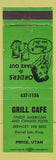 Matchbook Cover - Grill Cafe Price UT Chinese