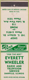 Matchbook Cover - Everett Wheeler Radio TV Danville IL