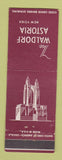 Matchbook Cover - Waldorf Astoria Hotel New York City