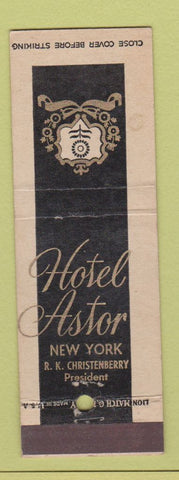 Matchbook Cover - Hotel Astor New York City