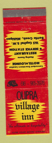 Matchbook Cover - Olipra Village Hotel Battle Creek MI