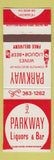 Matchbook Cover - Parkway Liquors & Bar Lakewood NJ