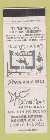 Matchbook Cover - Paddock Supper Club Albuquerque NM Silver Spur Restaurant