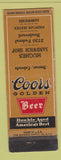 Matchbook Cover - Coors Beer Hughes Sandwiches Denver Colorado