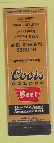 Matchbook Cover - Coors Beer Hughes Sandwiches Denver Colorado