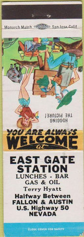 Matchbook Cover - East Gate oil gas Fallon Austin NV hillbilly