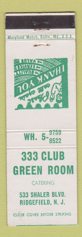 Matchbook Cover - 333 Club Green Room Ridgefield NJ