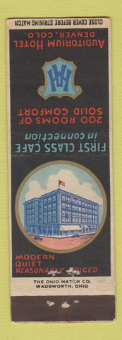 Matchbook Cover - Auditorium Hotel Denver Colorado