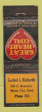 Matchbook Cover - Great Heart Coal Gordon Richards Mason City IA WORN