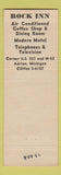 Matchbook Cover - Rock Inn Restaurant Motel Adrian MI