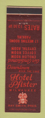 Matchbook Cover - Hotel Pfister Milwaukee WI