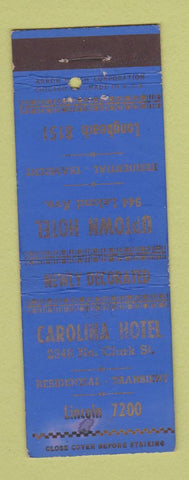 Matchbook Cover - Carolina Hotel Chicago? IL WEAR
