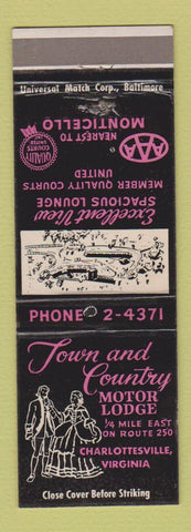 Matchbook Cover - Town and Country Motor Lodge Charlottesville VA