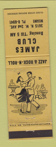 Matchbook Cover - James Club Miami FL Jazz Rock n Roll WEAR