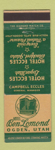 Matchbook Cover - Hotel Ben Lomond Ogden UT Logan UT Blackfoot ID WEAR