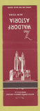 Matchbook Cover - Waldorf Astoria Hotel New York City RED