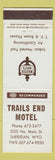 Matchbook Cover - Trails End Motel Sheridan WY