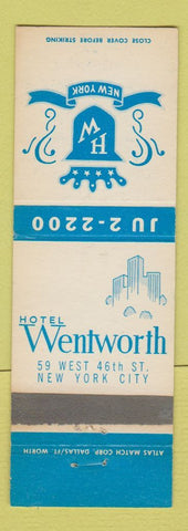 Matchbook Cover - Hotel Wentworth New York City WEAR
