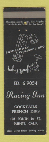 Matchbook Cover - Racing Inn Puente CA
