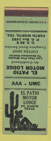 Matchbook Cover - El Patio Motor Lodge Fort Worth TX GREEN