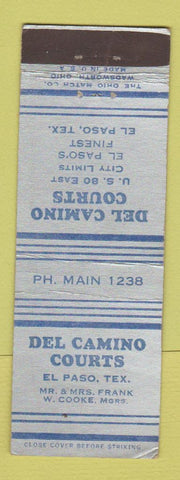 Matchbook Cover - Del Camino Courts El Paso TX