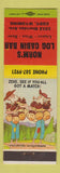 Matchbook Cover - Norm's Log Cabin Bar Cody WY hillbilly