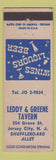 Matchbook Cover - Leddy & Greene Tavern Jersey City NJ shuffleboard