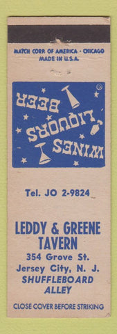 Matchbook Cover - Leddy & Greene Tavern Jersey City NJ shuffleboard