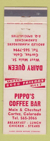 Matchbook Cover - Pippo's Coffee Bar Dairy Queen Cortez Colorado WEAR