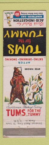 Matchbook Cover - Tums Antacid Brown Bear