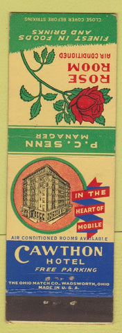 Matchbook Cover - Cawthon Hotel Rose Room Mobile AL