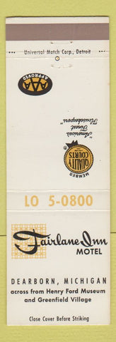 Matchbook Cover - Fairlane Inn Motel Dearborn MI