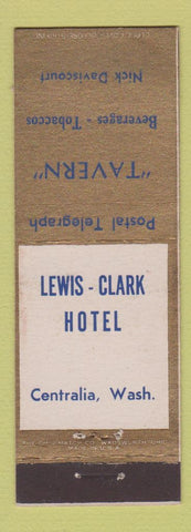 Matchbook Cover - Lewis Clark Hotel Centralia WA