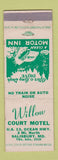 Matchbook Cover - Willow Court Motel Salisbury MD