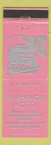 Matchbook Cover - Shannon Motel Lockhart TX
