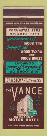 Matchbook Cover - Vance Hotel Seattle WA