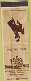 Matchbook Cover - Rogers Hitchin Post Oakdale CA western wear