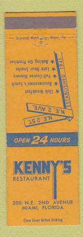 Matchbook Cover - Kenny's Restaurant Miami FL
