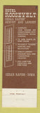 Matchbook Cover - Hotel Roosevelt Cedar Rapids IA