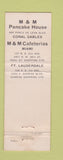 Matchbook Cover - M&M Pancake House Coral Gables Fort Lauderdale FL