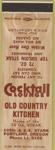Matchbook Cover - Old Country Kitchen Portland OR