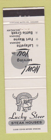 Matchbook Cover Lucky Steer Steak Houses Lafayette Fort Wayne IN Battle Creek MI