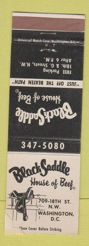 Matchbook Cover - Black Saddle House of Beef Washington DC