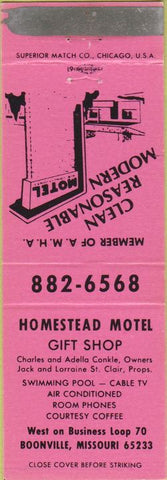 Matchbook Cover - Homestead Motel Boonville MO