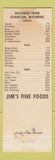 Matchbook Cover - Jim's Fine Foods Evanston WY
