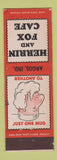 Matchbook Cover - Herrin and Fox Cafe Argos IN Federal