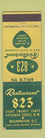 Matchbook Cover - Restaurant 823 Washington DC WEAR